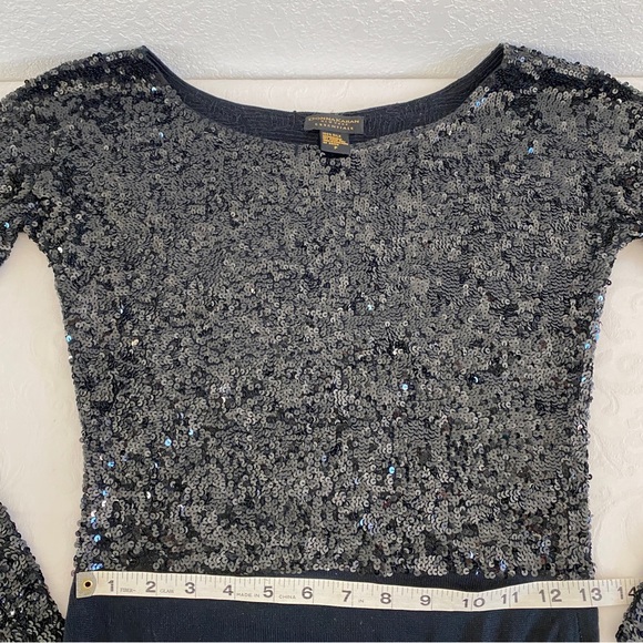 Donna Karan Hand Sequined Black Knit Bodysuit - Picture 7 of 7